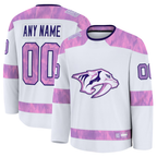 Crovyle Custom N.Predators White 2024 Hockey Fights Cancer Practice Jerseys