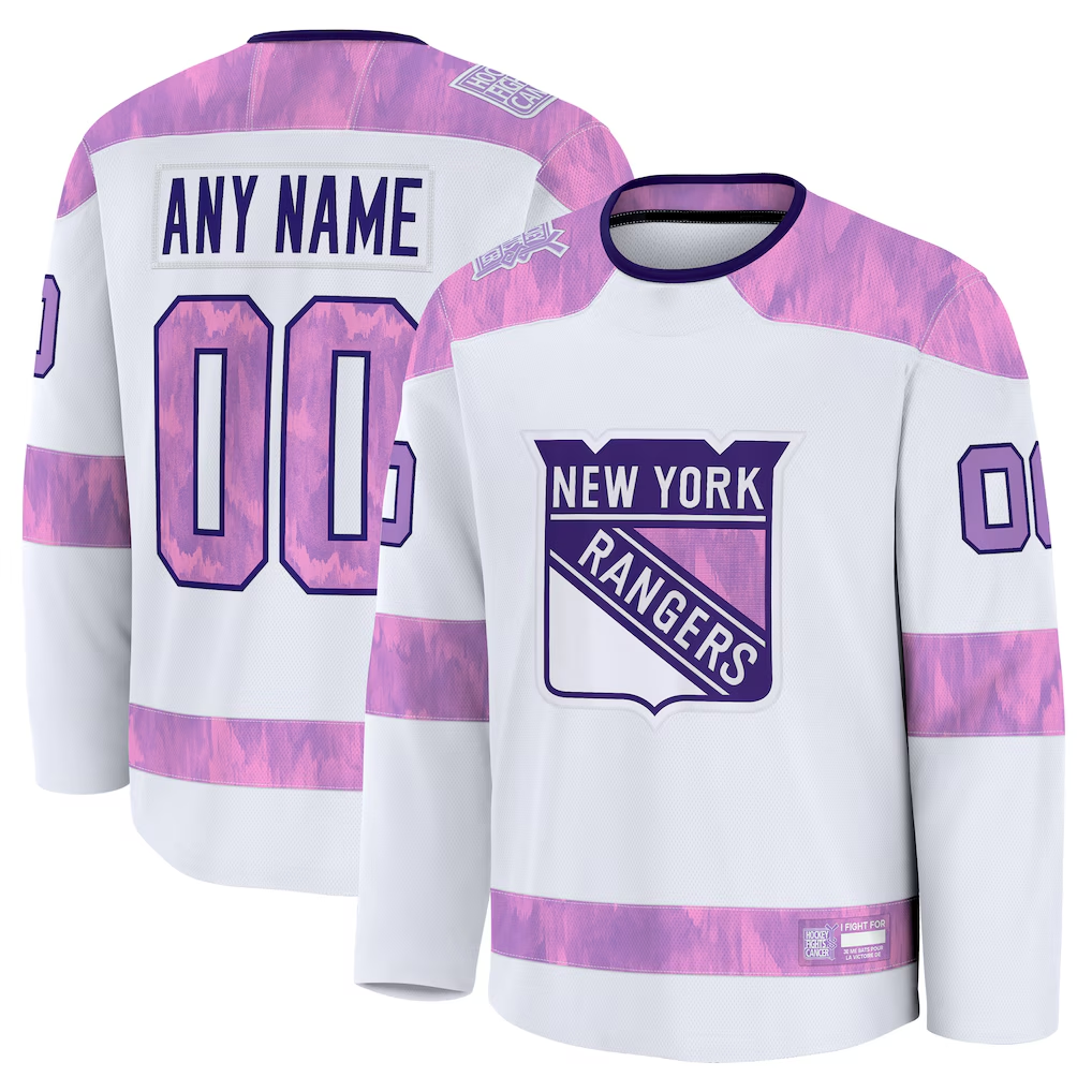 Crovyle Custom NY.Rangers White 2024 Hockey Fights Cancer Practice Jerseys