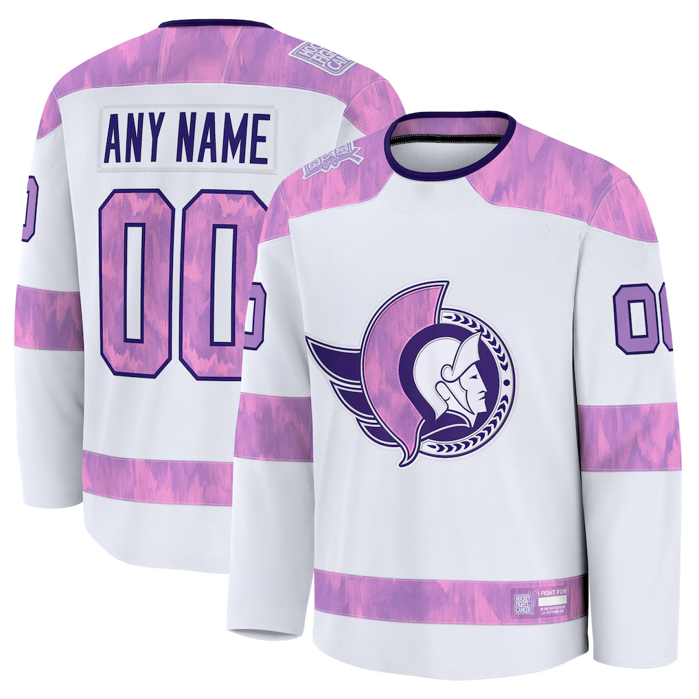 Crovyle Custom O.Senators White 2024 Hockey Fights Cancer Practice Jerseys