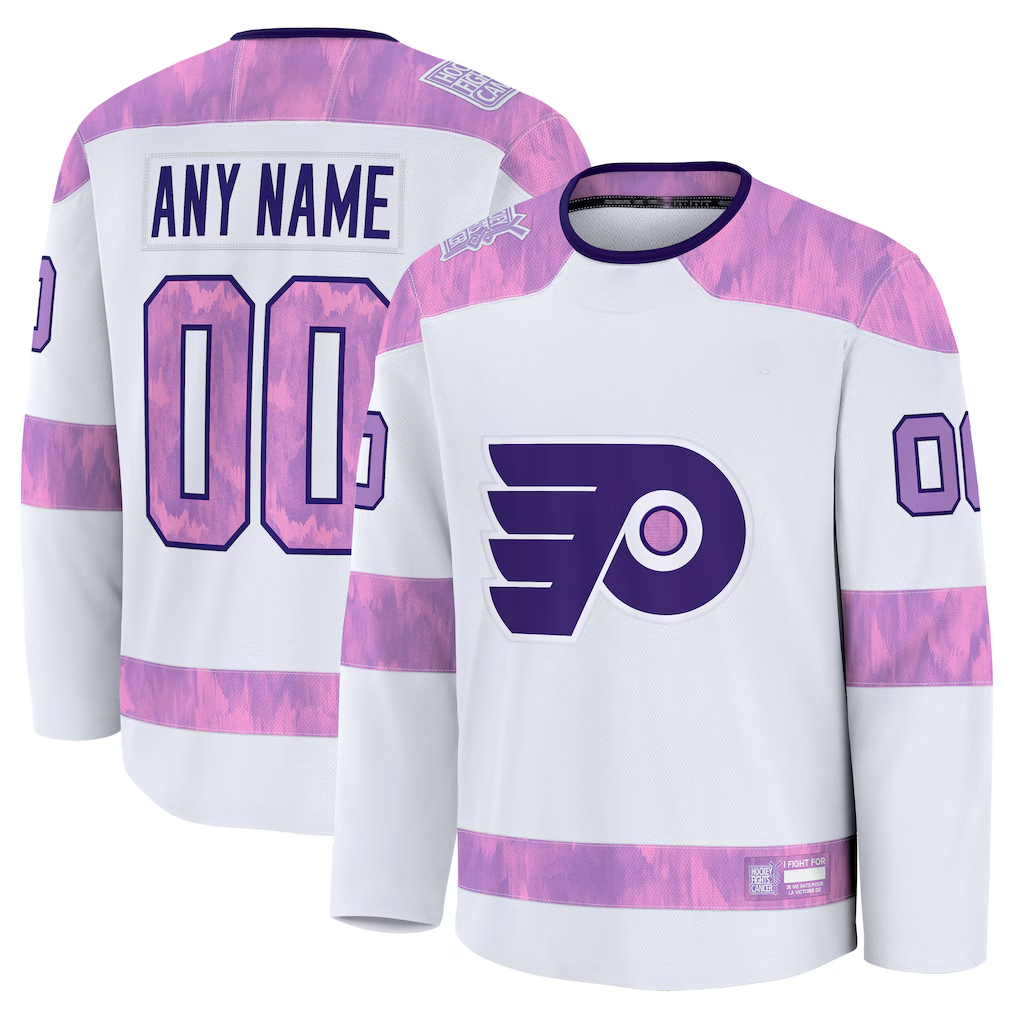 Crovyle Custom P.Flyers White 2024 Hockey Fights Cancer Practice Jerseys
