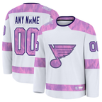Crovyle Custom St.L.Blues White 2024 Hockey Fights Cancer Practice Jerseys