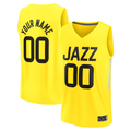 Crovyle Custom U.Jazz Fanatics Yellow Fast Break Replica Jerseys - Icon Edition