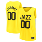 Crovyle Custom U.Jazz Fanatics Yellow Fast Break Replica Jerseys - Icon Edition