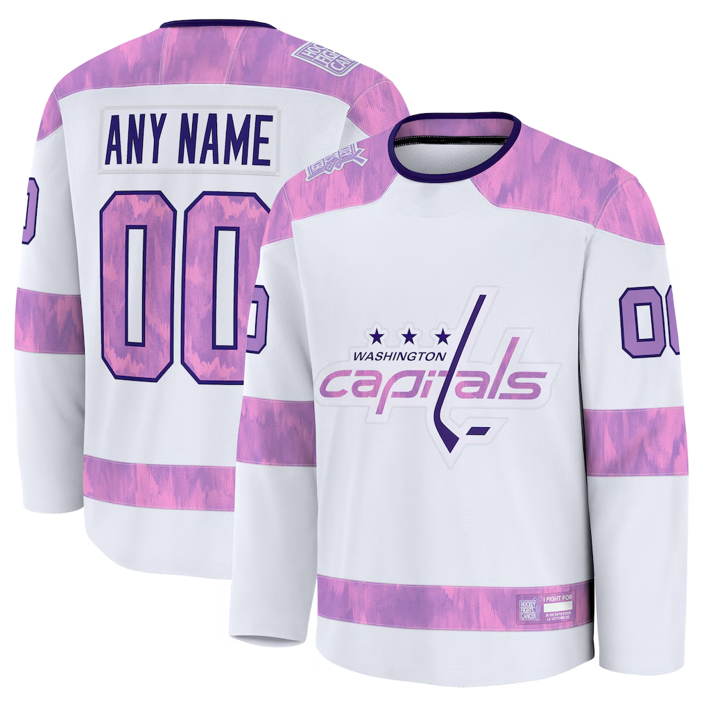 Crovyle Custom W.Capitals White 2024 Hockey Fights Cancer Practice Jerseys