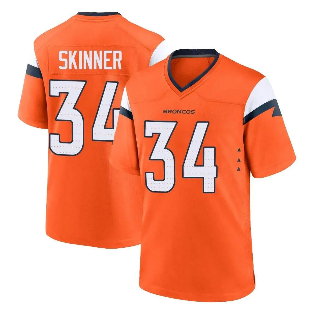Crovyle D.Broncos #34 JL Skinner Player Orange Home Game Stitched Jerseys