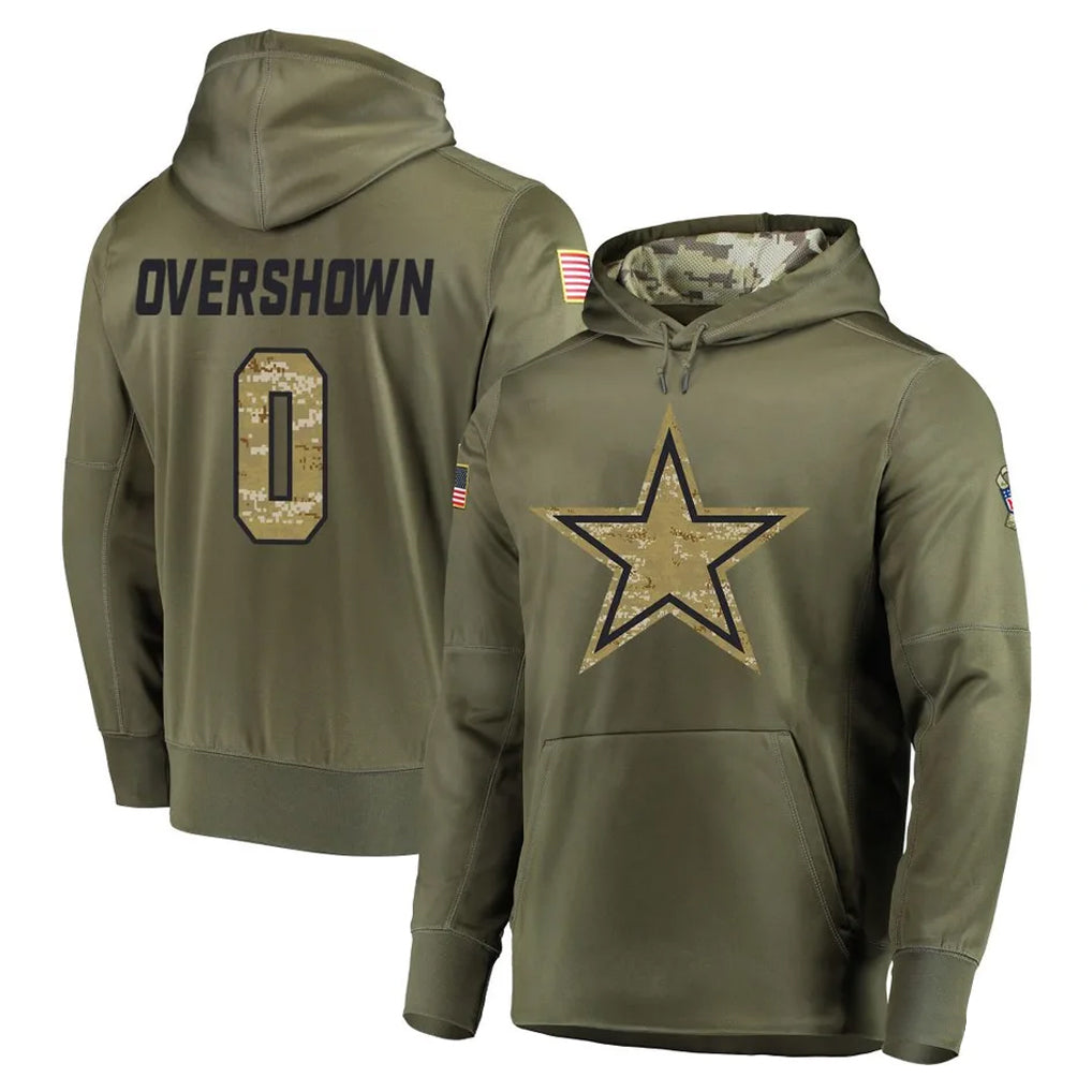 Crovyle D.Cowboys #0 DeMarvion Overshown Player Olive Salute to Service Pullover Hoodies Home Game Stitched Jerseys