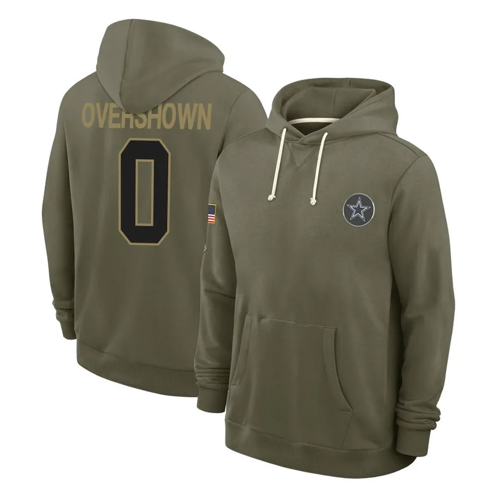 Crovyle D.Cowboys #0 DeMarvion Overshown Player Olive Salute to Service Pullover Hoodies Limited Stitched Jerseys