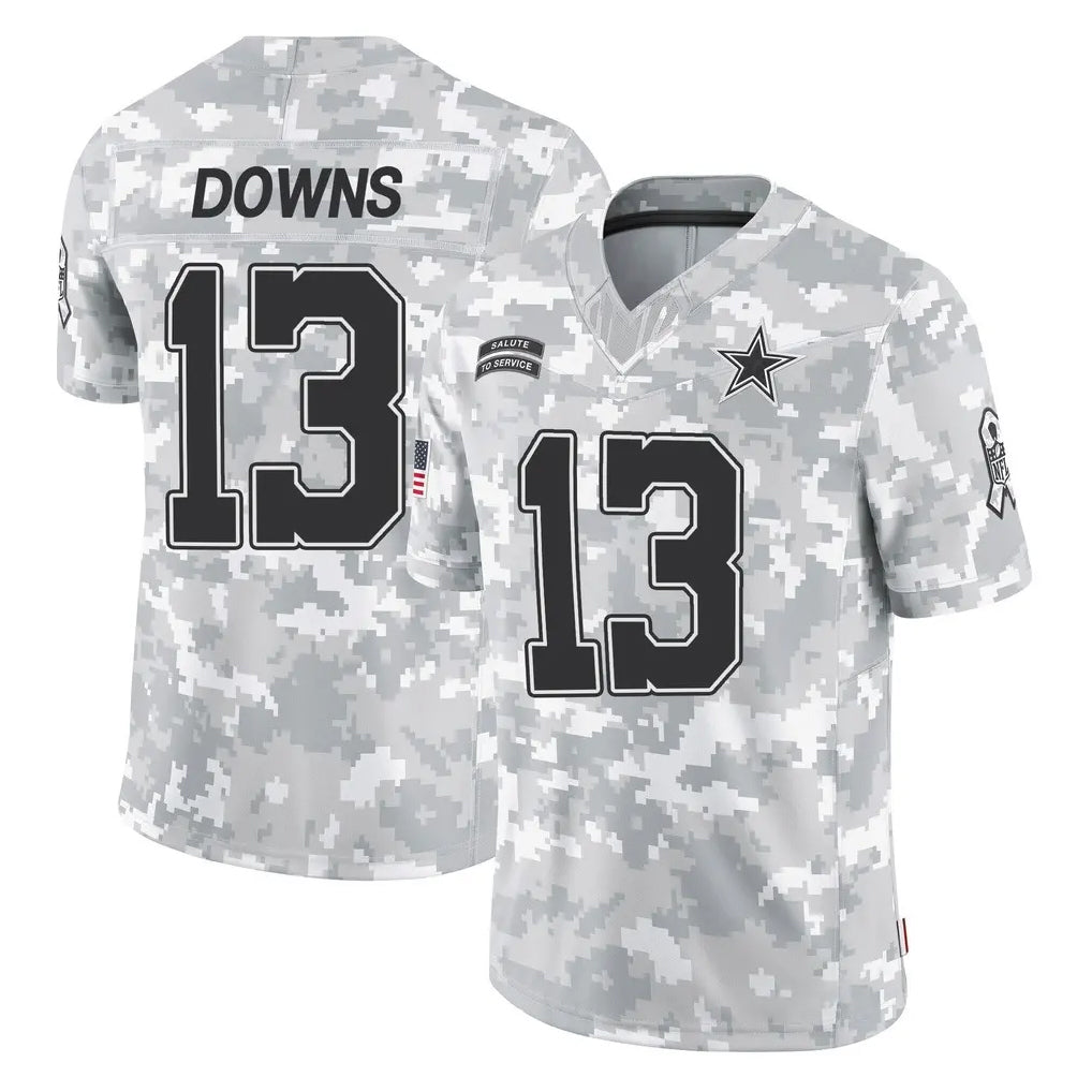 Crovyle D.Cowboys #13 Caleb Downs Player Arctic Camo Salute to Service Limited Home Game Stitched Jerseys