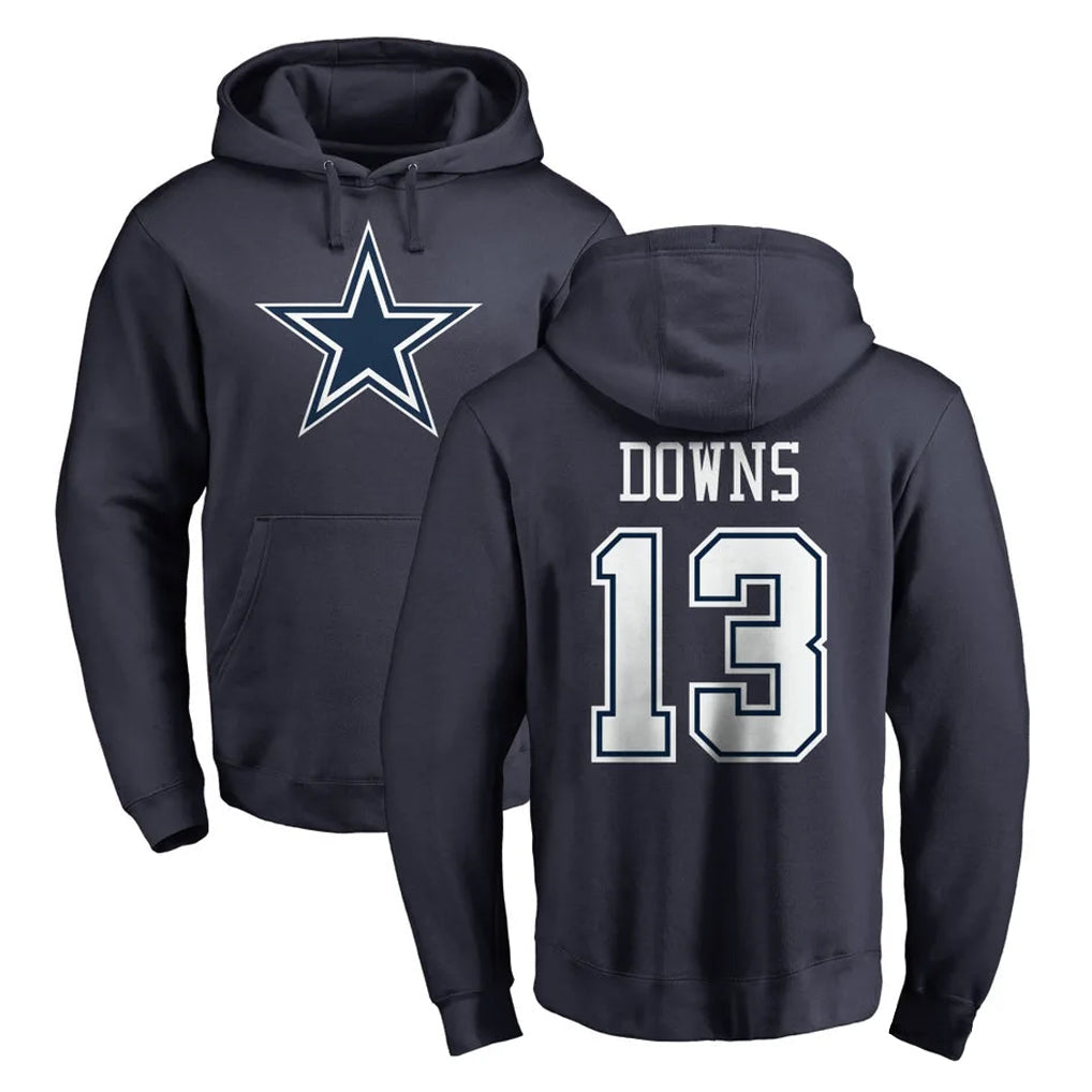 Crovyle D.Cowboys #13 Caleb Downs Player Navy Pullover Hoodies Limited Stitched Jerseys