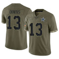 Crovyle D.Cowboys #13 Caleb Downs Player Olive Salute to Service Limited Game Stitched Jerseys