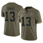 Crovyle D.Cowboys #13 Caleb Downs Player Olive Salute to Service Limited Game Stitched Jerseys
