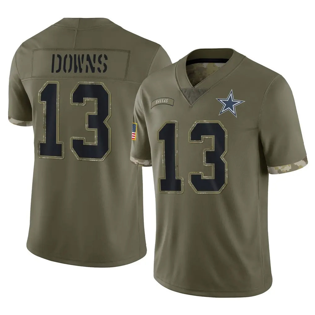 Crovyle D.Cowboys #13 Caleb Downs Player Olive Salute to Service Limited Game Stitched Jerseys