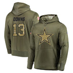 Crovyle D.Cowboys #13 Caleb Downs Player Olive Salute to Service Pullover Hoodies Home Game Stitched Jerseys