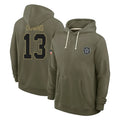 Crovyle D.Cowboys #13 Caleb Downs Player Olive Salute to Service Pullover Hoodies Limited Stitched Jerseys