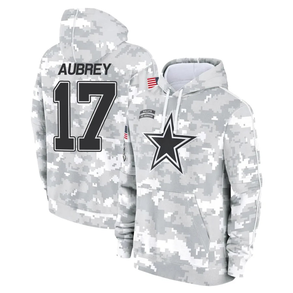 Crovyle D.Cowboys #17 Brandon Aubrey Player Arctic Camo Salute to Service Hoodies Limited Game Stitched Jerseys