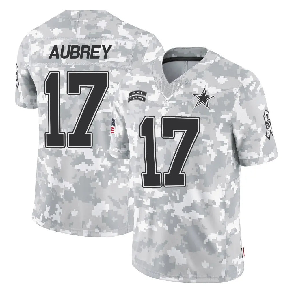 Crovyle D.Cowboys #17 Brandon Aubrey Player Arctic Camo Salute to Service Limited Home Game Stitched Jerseys