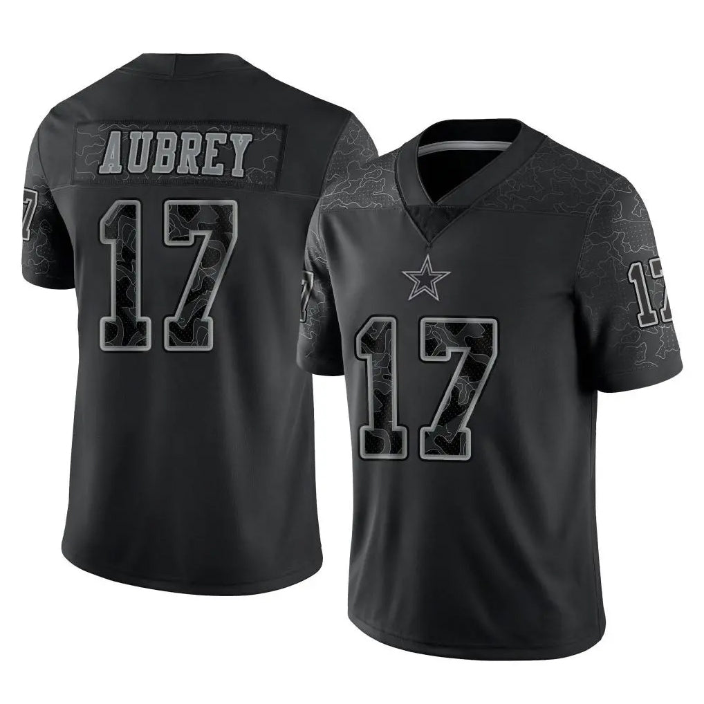 Crovyle D.Cowboys #17 Brandon Aubrey Player Black Limited Reflective Home Game Stitched Jerseys