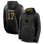 Crovyle D.Cowboys #17 Brandon Aubrey Player Black Salute to Service Pullover Hoodies Limited Stitched Jerseys