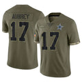Crovyle D.Cowboys #17 Brandon Aubrey Player Olive Salute to Service Limited Game Stitched Jerseys