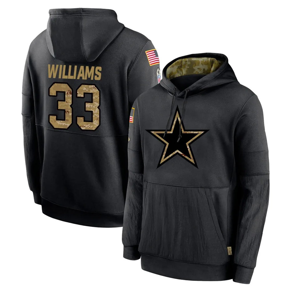 Crovyle D.Cowboys #33 Javonte Williams Player Black Salute to Service Pullover Hoodies Limited Stitched Jerseys
