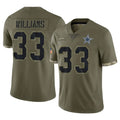 Crovyle D.Cowboys #33 Javonte Williams Player Olive Salute to Service Limited Game Stitched Jerseys