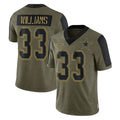 Crovyle D.Cowboys #33 Javonte Williams Player Olive Salute to Service Limited Home Game Stitched Jerseys