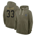 Crovyle D.Cowboys #33 Javonte Williams Player Olive Salute to Service Pullover Hoodies Limited Stitched Jerseys
