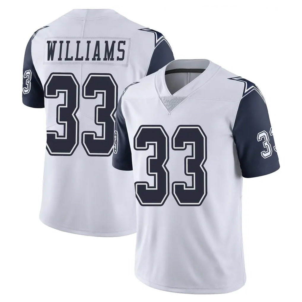 Crovyle D.Cowboys #33 Javonte Williams Player White-Navy Limited Color Rush Vapor Untouchable Home Game Stitched Jerseys