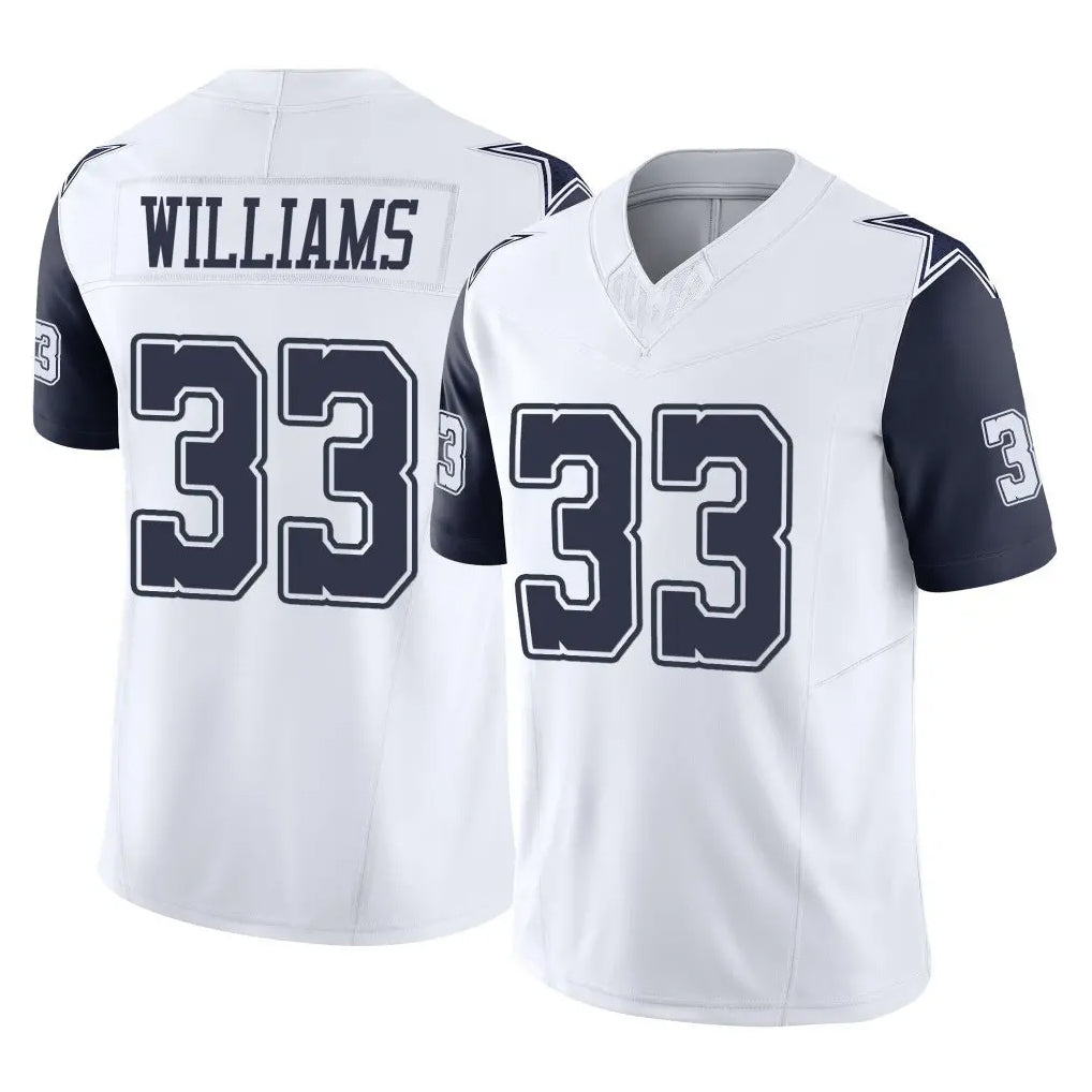 Crovyle D.Cowboys #33 Javonte Williams Player White-Navy Limited Vapor F.U.S.E. Home Game Stitched Jerseys