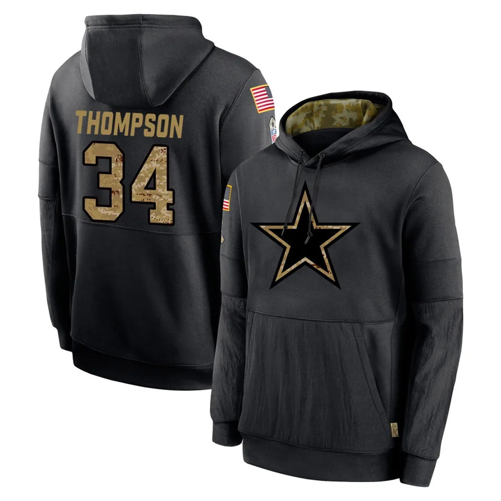 Crovyle D.Cowboys #34 Jalen Thompson Player Black Salute to Service Pullover Hoodies Limited Stitched Jerseys