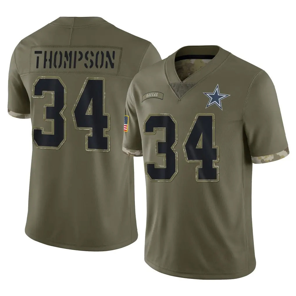 Crovyle D.Cowboys #34 Jalen Thompson Player Olive Salute to Service Limited Game Stitched Jerseys