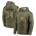 Crovyle D.Cowboys #34 Jalen Thompson Player Olive Salute to Service Pullover Hoodies Home Game Stitched Jerseys