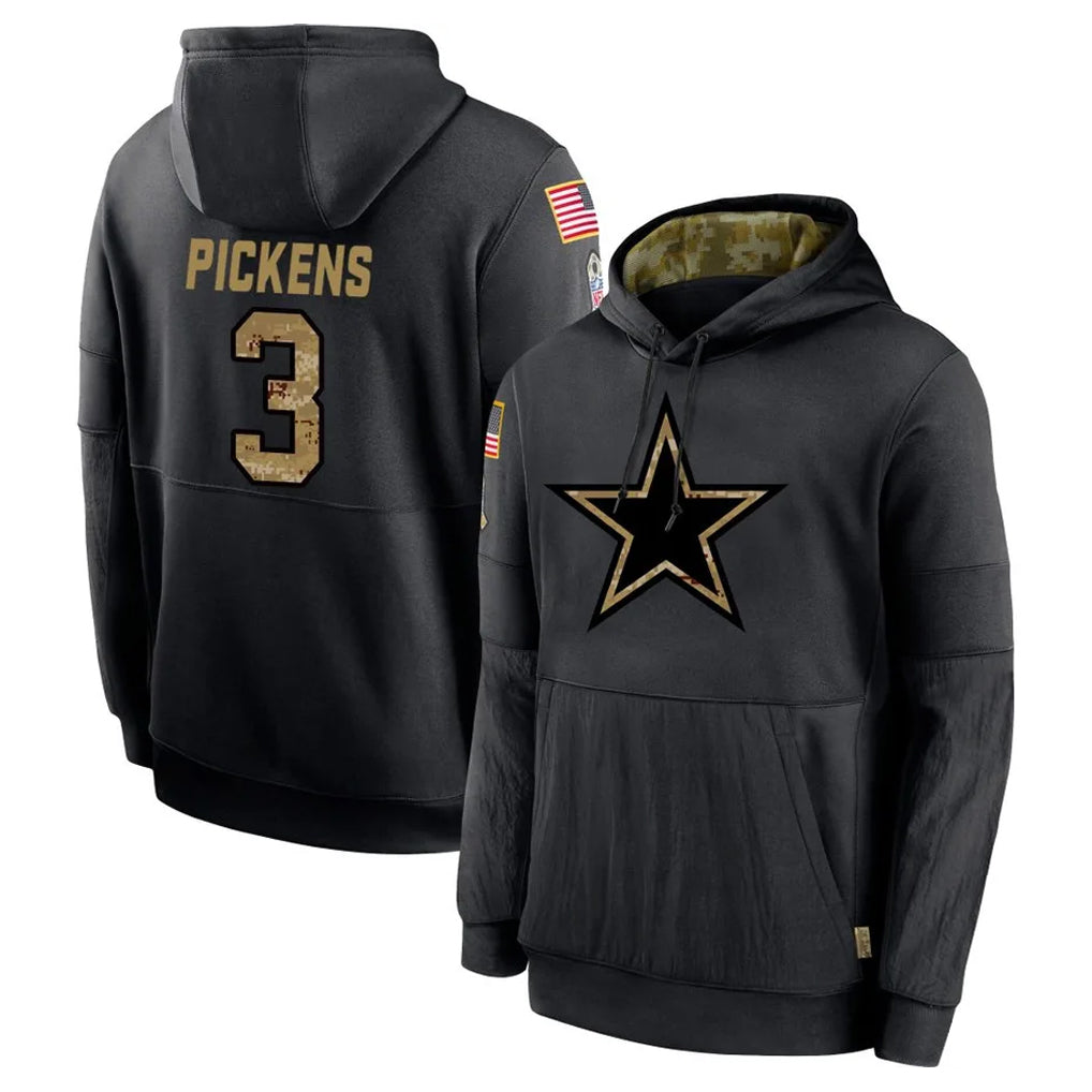 Crovyle D.Cowboys #3 George Pickens Player Black Salute to Service Pullover Hoodies Limited Stitched Jerseys