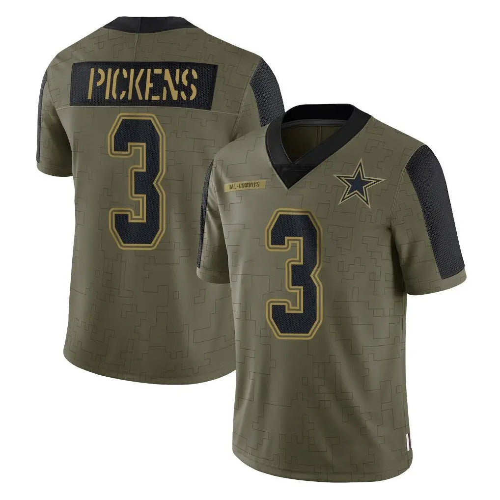 Crovyle D.Cowboys #3 George Pickens Player Olive Salute to Service Limited Home Game Stitched Jerseys