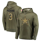 Crovyle D.Cowboys #3 George Pickens Player Olive Salute to Service Pullover Hoodies Home Game Stitched Jerseys