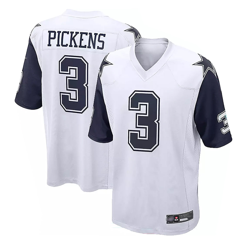 Crovyle D.Cowboys #3 George Pickens Player White-Navy Home Game Stitched Jerseys