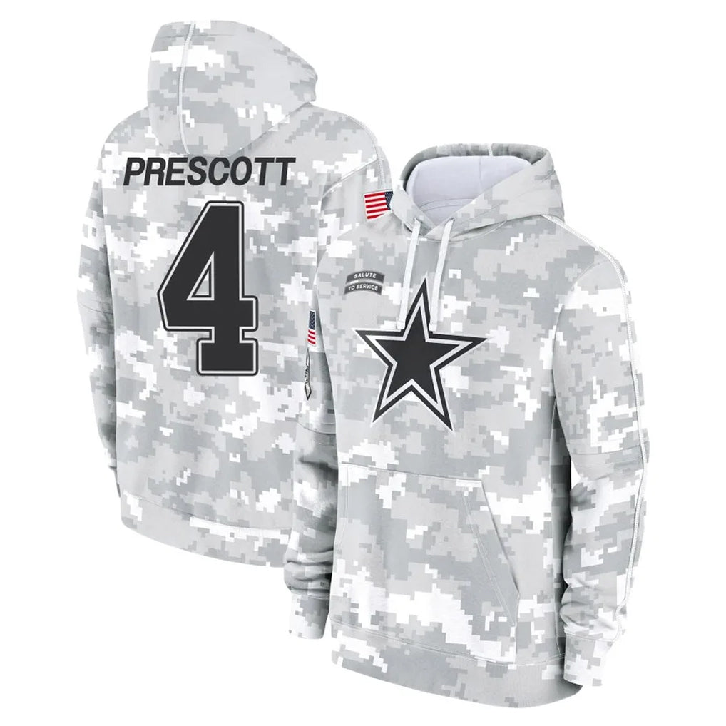 Crovyle D.Cowboys #4 Dak Prescott Player Arctic Camo Salute to Service Hoodies Limited Game Stitched Jerseys