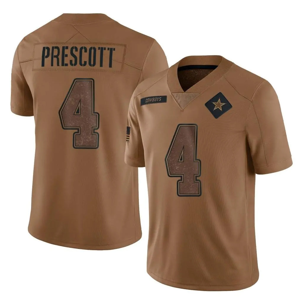 Crovyle D.Cowboys #4 Dak Prescott Player Brown Salute to Service Limited Home Game Stitched Jerseys