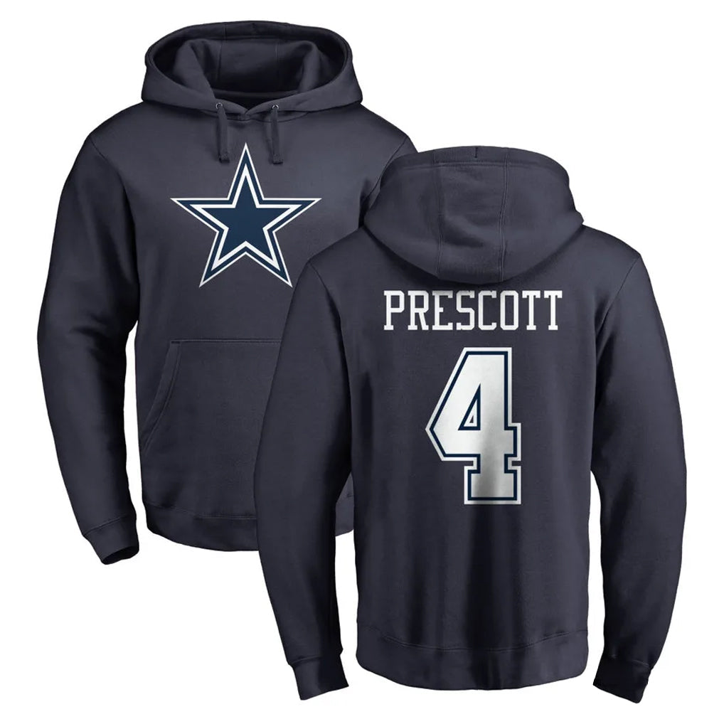 Crovyle D.Cowboys #4 Dak Prescott Player Navy Pullover Hoodies Limited Stitched Jerseys