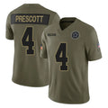 Crovyle D.Cowboys #4 Dak Prescott Player Olive 2025 Salute to Service Limited Home Game Stitched Jerseys