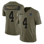 Crovyle D.Cowboys #4 Dak Prescott Player Olive 2025 Salute to Service Limited Home Game Stitched Jerseys