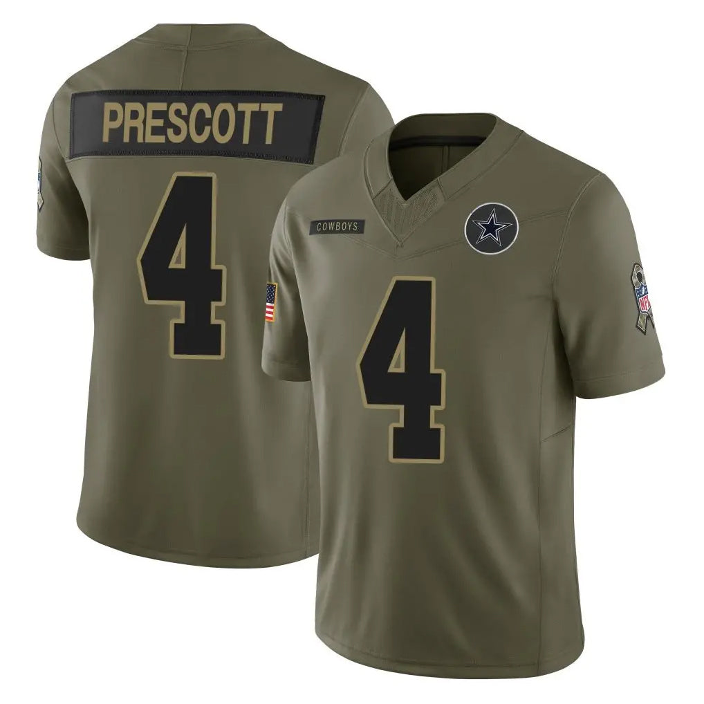 Crovyle D.Cowboys #4 Dak Prescott Player Olive 2025 Salute to Service Limited Home Game Stitched Jerseys