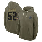 Crovyle D.Cowboys #52 Tyler Booker Player Olive Salute to Service Pullover Hoodies Limited Stitched Jerseys