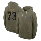 Crovyle D.Cowboys #73 Tyler Smith Player Olive Salute to Service Pullover Hoodies Limited Stitched Jerseys