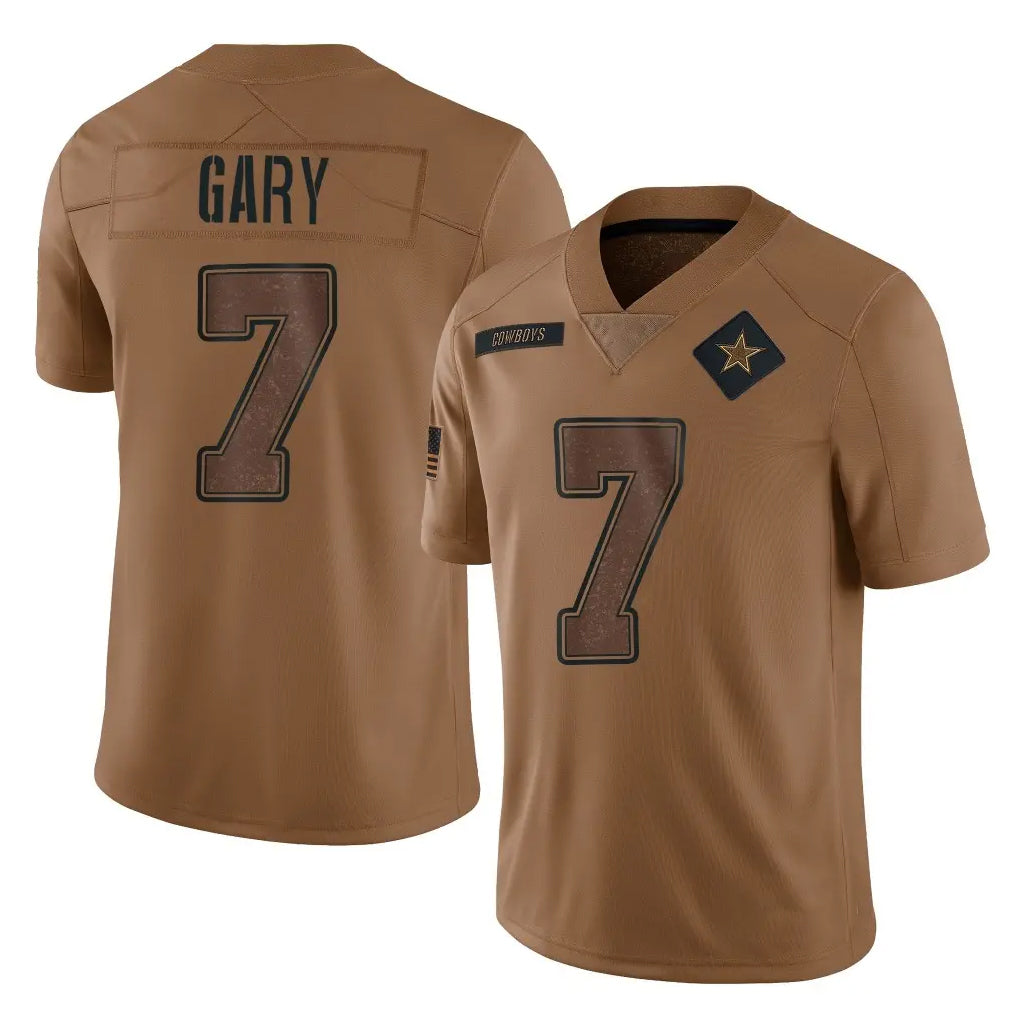 Crovyle D.Cowboys #7 Rashan Gary Player Brown Salute to Service Limited Home Game Stitched Jerseys
