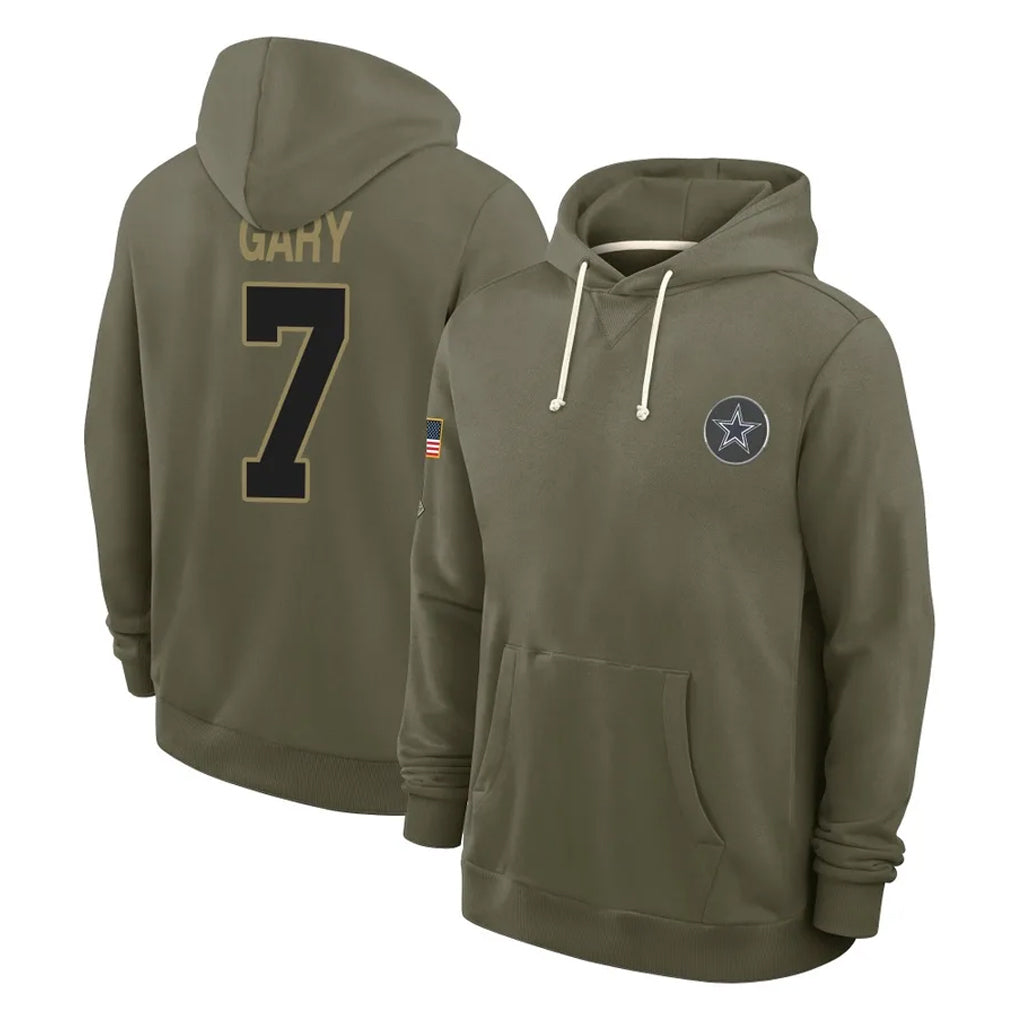 Crovyle D.Cowboys #7 Rashan Gary Player Olive Salute to Service Pullover Hoodies Limited Stitched Jerseys