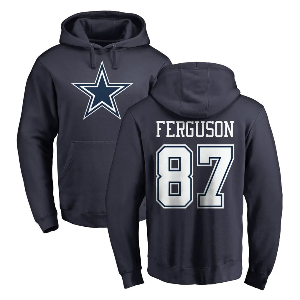 Crovyle D.Cowboys #87 Jake Ferguson Player Navy Pullover Hoodies Limited Stitched Jerseys