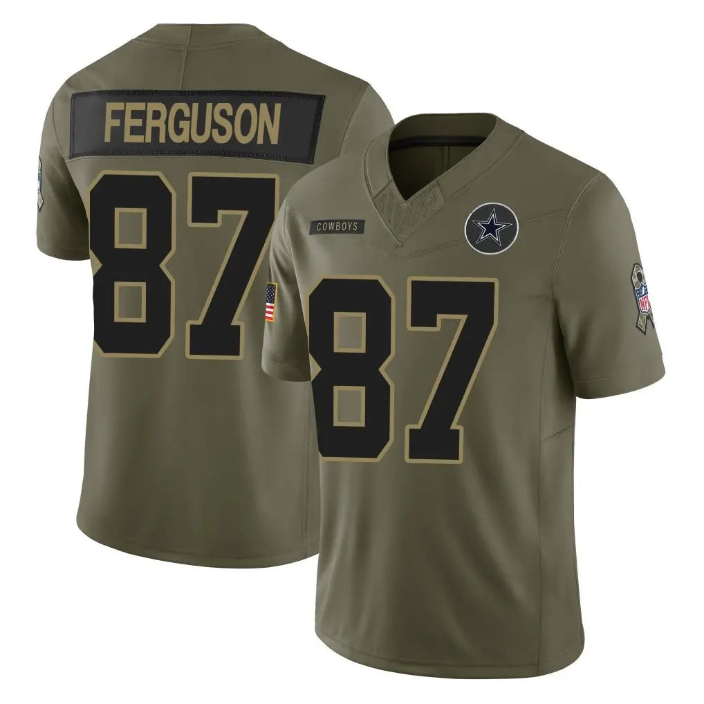 Crovyle D.Cowboys #87 Jake Ferguson Player Olive 2025 Salute to Service Limited Home Game Stitched Jerseys
