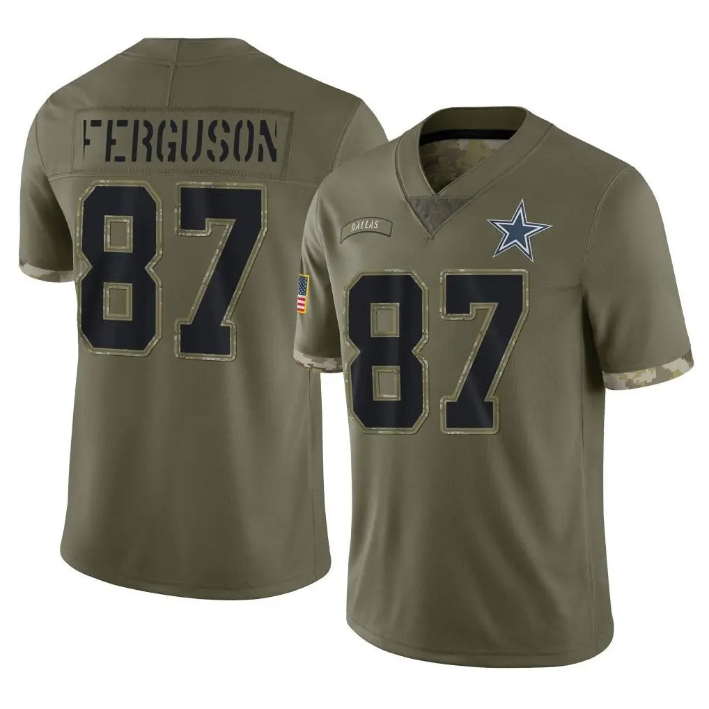 Crovyle D.Cowboys #87 Jake Ferguson Player Olive Salute to Service Limited Game Stitched Jerseys