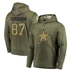 Crovyle D.Cowboys #87 Jake Ferguson Player Olive Salute to Service Pullover Hoodies Home Game Stitched Jerseys